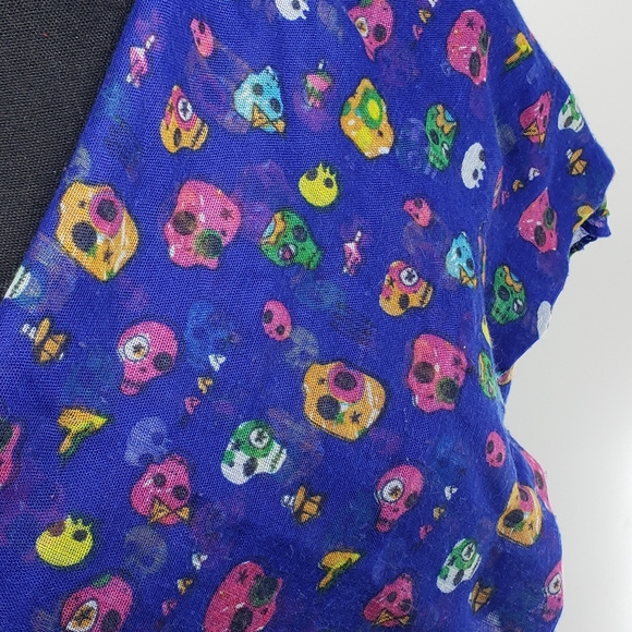 Sheer Colorful Skulls Infinity Scarf - Picture 4 of 7